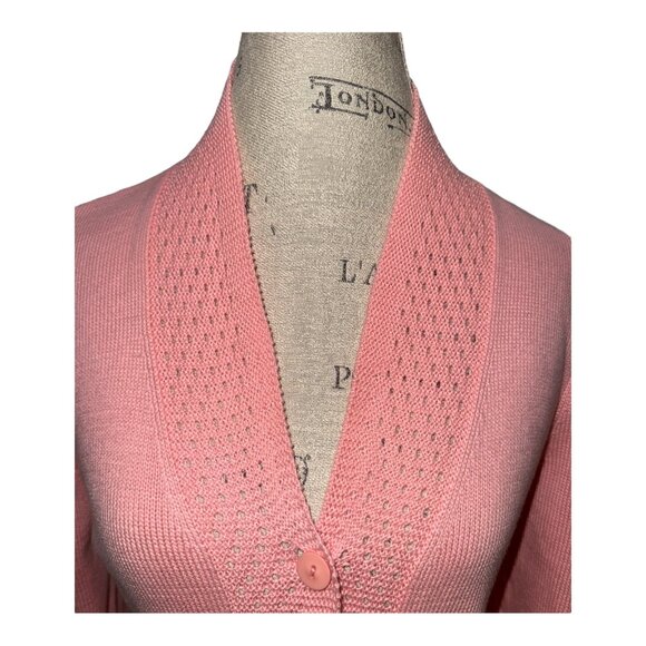 Talbots Pink Long sleeve Knit 5-Button Mercerized Cotton Cardigan Women's Size M - Picture 6 of 9